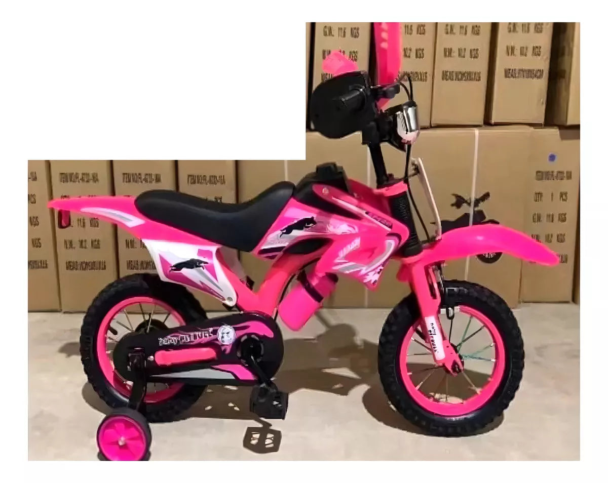 Bicicleta Aro 20 Con Sonido Moto Fucsia